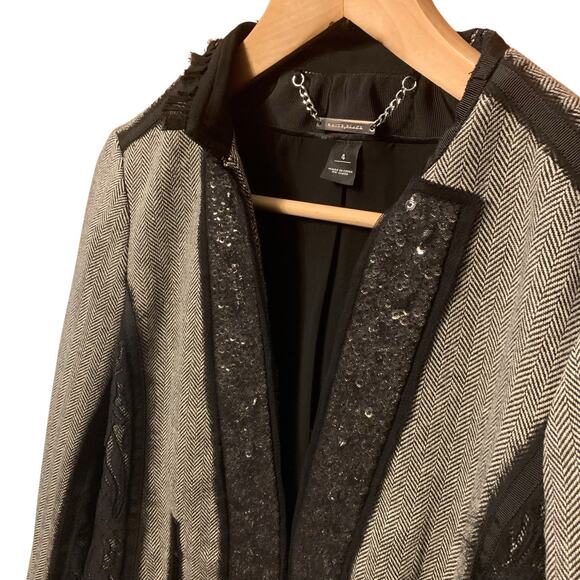 WHBM Women’s Herringbone Sequin Lace Blazer Jacket Size 4 EUC - Picture 9 of 11